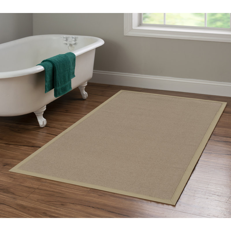 Nannette Handmade Dark Beige Berber with Beige Cotton Border Made in the USA Area Rug, Rectangle 4' x 6'