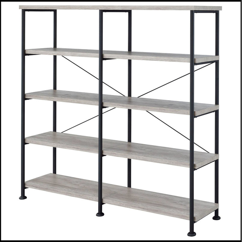 Fallon Analiese 4-Shelf Industrial Etagere Bookcase, Gray Driftwood