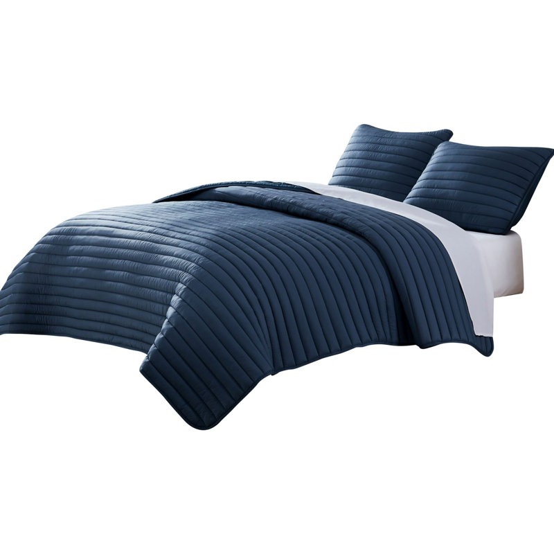 Ensemble d'édredon en microfibre , Marine, Édredon pour grand lit + 2 taies décoratives