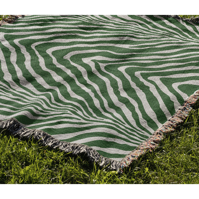 Jeté en mélange de coton à imprimé animal Zoe, Vert, L 60 po x l 50 po