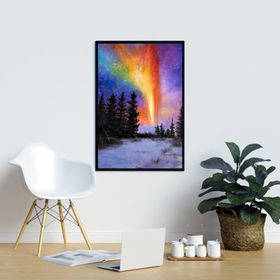"Aurore boréale dans la forêt" sur toile