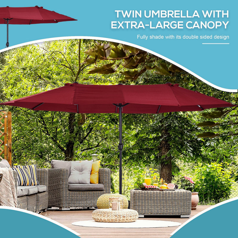 extra strong patio umbrella Kozyard Butterfly 15' Outdoor Double-Sided Aluminum Crank Base Kozyard LLC Transform your outdoor area with this stunning 15ft Double NEW) $95 Large 15FT Double