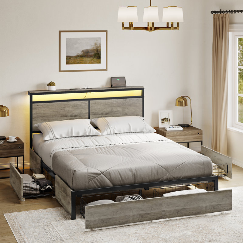 Antioch Bed, Light Grey, Queen