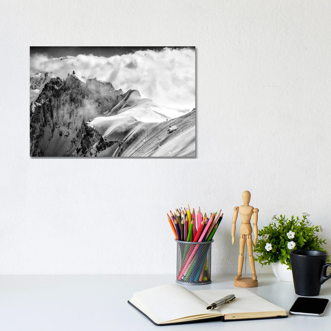 A Skier On The Midi-Plan Ridge, Chamonix, France by Alex Buisse - Wrapped Canvas Print