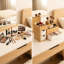 Bamboo Makeup Organizer with 3 Drawers Dresser Cosmetic Organizer Box Adjustable Dividers