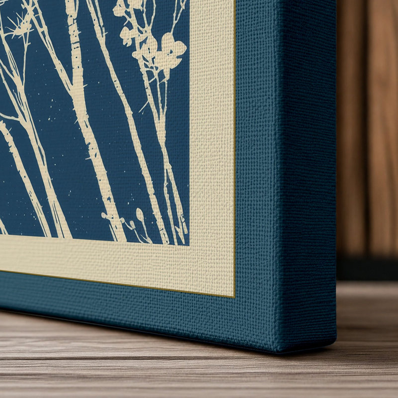Wildflower Silhouettes Botanical - Wrapped Canvas, 18x12 - 45.7 x 30.5 cm, Teal Border