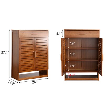 Red Barrel Studio® 12 Pair Solid Wood Shoe Storage Cabinet | Wayfair