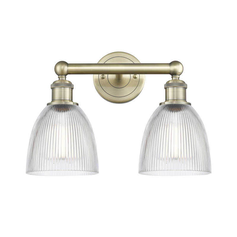 Éclairage pour meuble-lavabo à 2 lumières 15 pouces Philomene, Transparent, Laiton antique