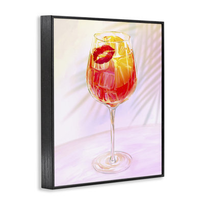 Summery Citrus Cocktail with Lips Framed Giclee, design by Ziwei Li