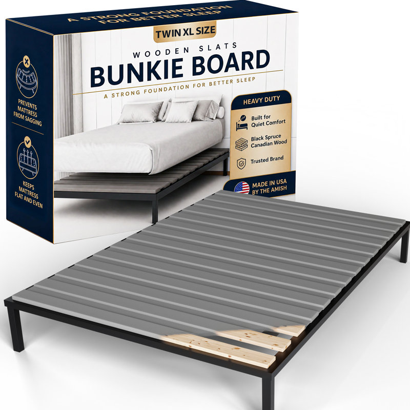 Audra Horizontal Mattress Support Wooden Bunkie Board/Slats with Cover, Twin XL, Heavy Duty Slat
