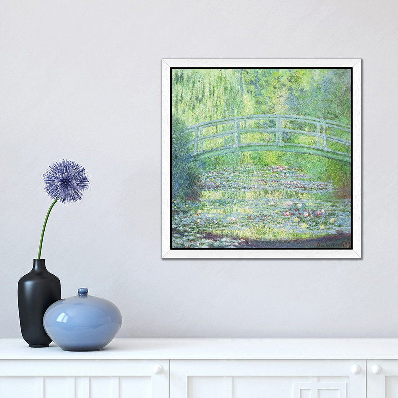 The Waterlily Pond With The Japanese Bridge, 1899 by Claude Monet - Painting on Canvas, White Floater Framed