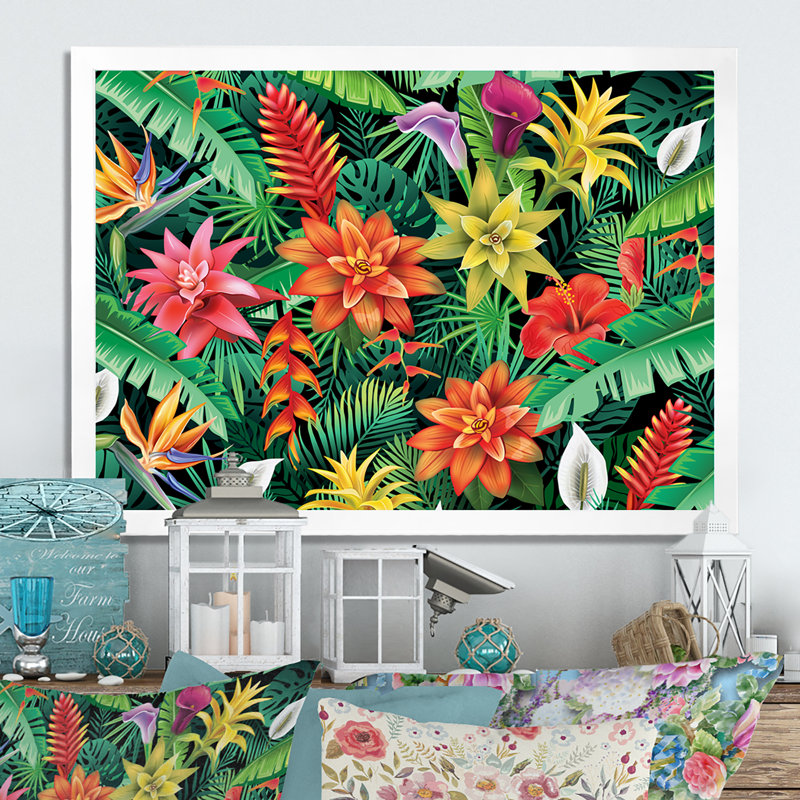 From Tropical Flowers - on, Impression blanche sur toile encadrée, H 16 po x l 32 po x P 0,1 po
