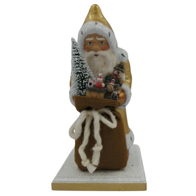 Schaller Paper Mache Figurine - Gold Santa