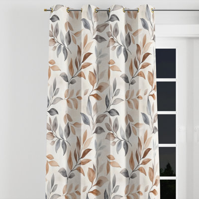 Floral Room Darkening Curtains - Classic Boho Botanical Boho Leaves Grommet Curtain - 1 Panel