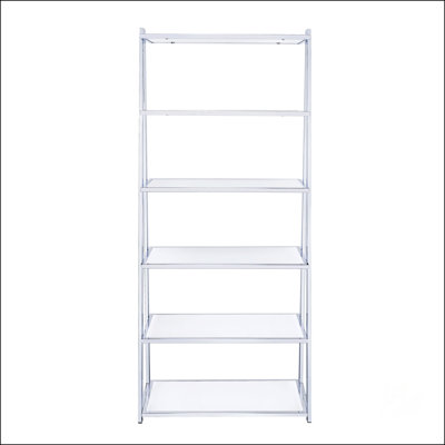 White And Chrome Bookshelf With 6 Shelves