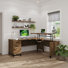 72W 3 Position Sit to Stand L Shaped Desk in Fresh Walnut