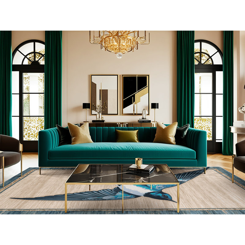 Washable Tree Swallow Birds Area Rug, Round 5'