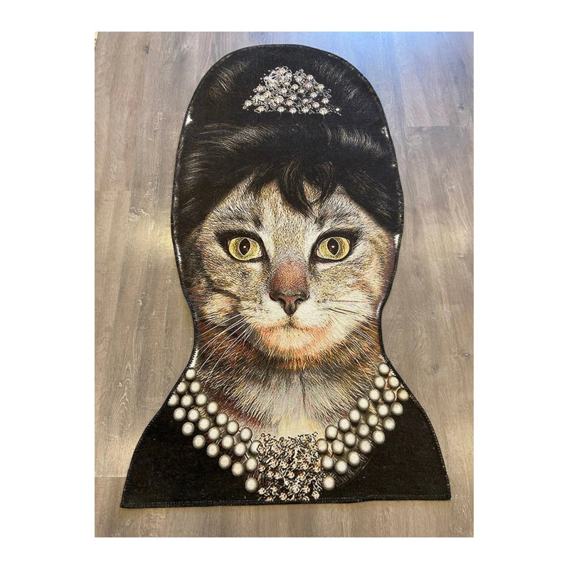Cat Figured Carpet, Novelty 4' x 4'