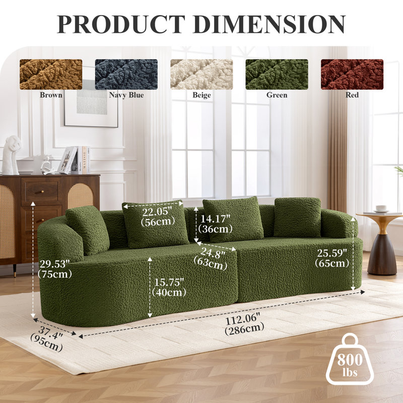 Ensemble de canapé modulaire courbé 3 pièces, Vert