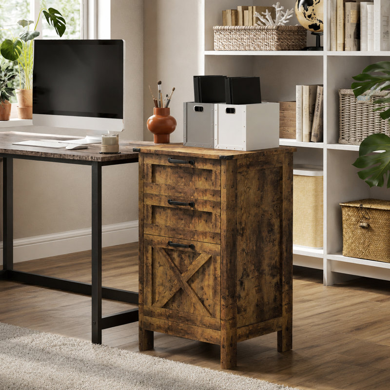 Classeur vertical rustique à 3 tiroirs Rustic Brown