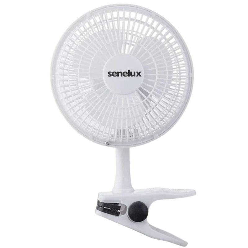 Senelux 6 Inch Clip on Portable Fan with 2 Wind Speeds, Non-Scratch Clip and Adjustable Neck