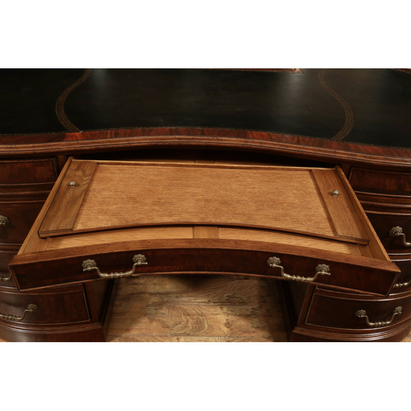 Walnut Kidney Shaped Desk With Leather Top
