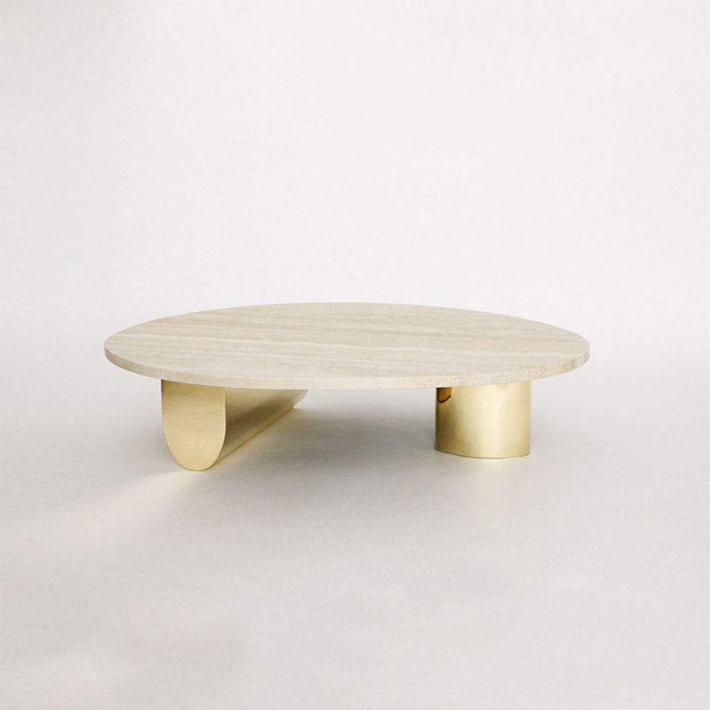 Table basse nordique de style nordique, H 15 po x L 39,4 po x l 39,4 po, Doré