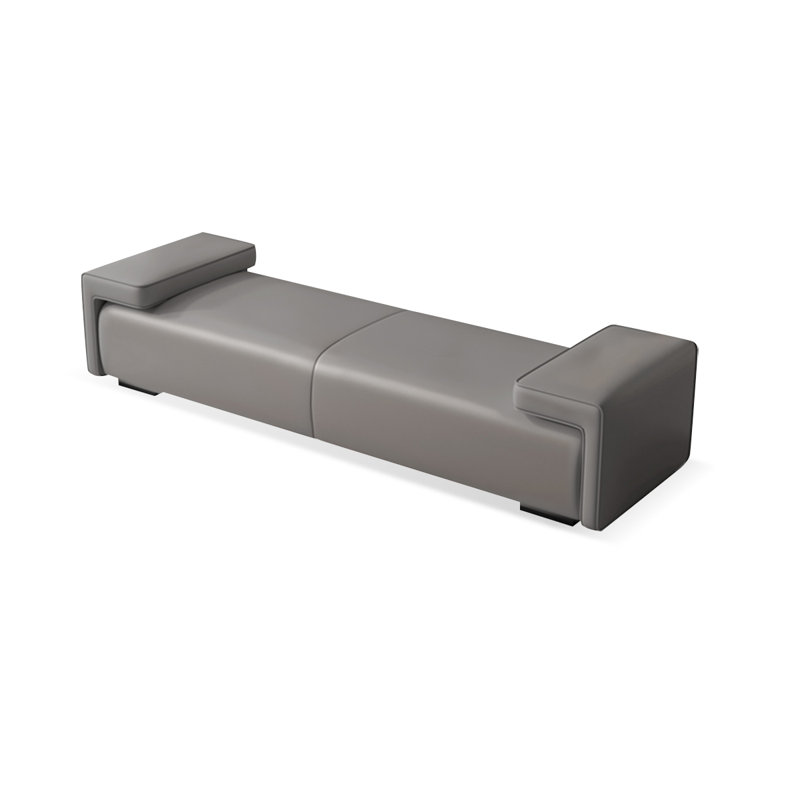 Long banc en cuir gris et gris, H 18,9 po x l 62,99 po x P 19,69 po, Gris