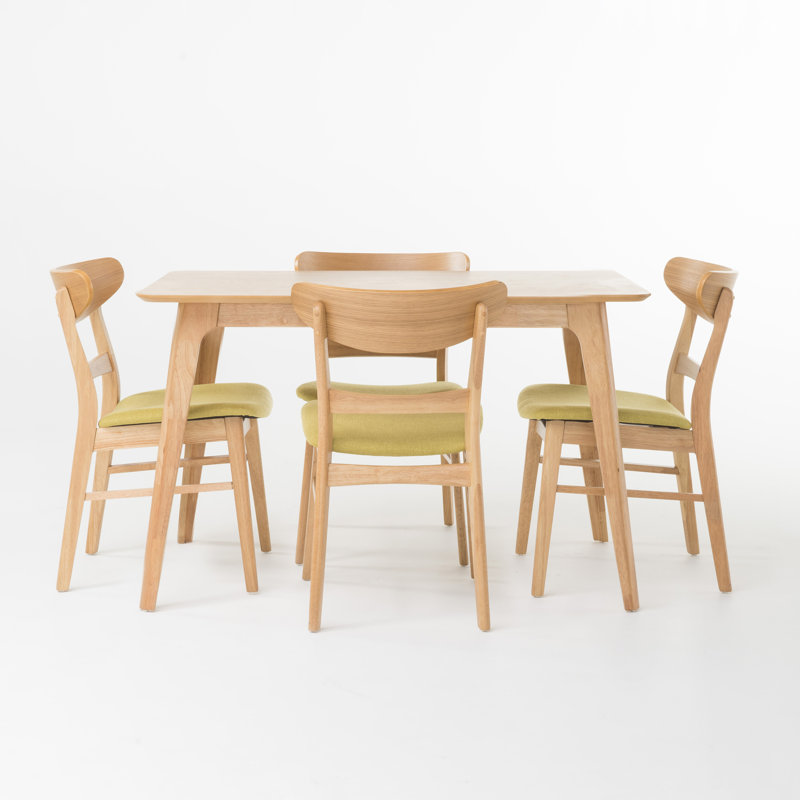 Armgart 4-Person Dining Set, Natural Oak, Green Tea