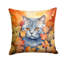 British Shorthair Cat in Fall Leaves Throw Pillow-112679445