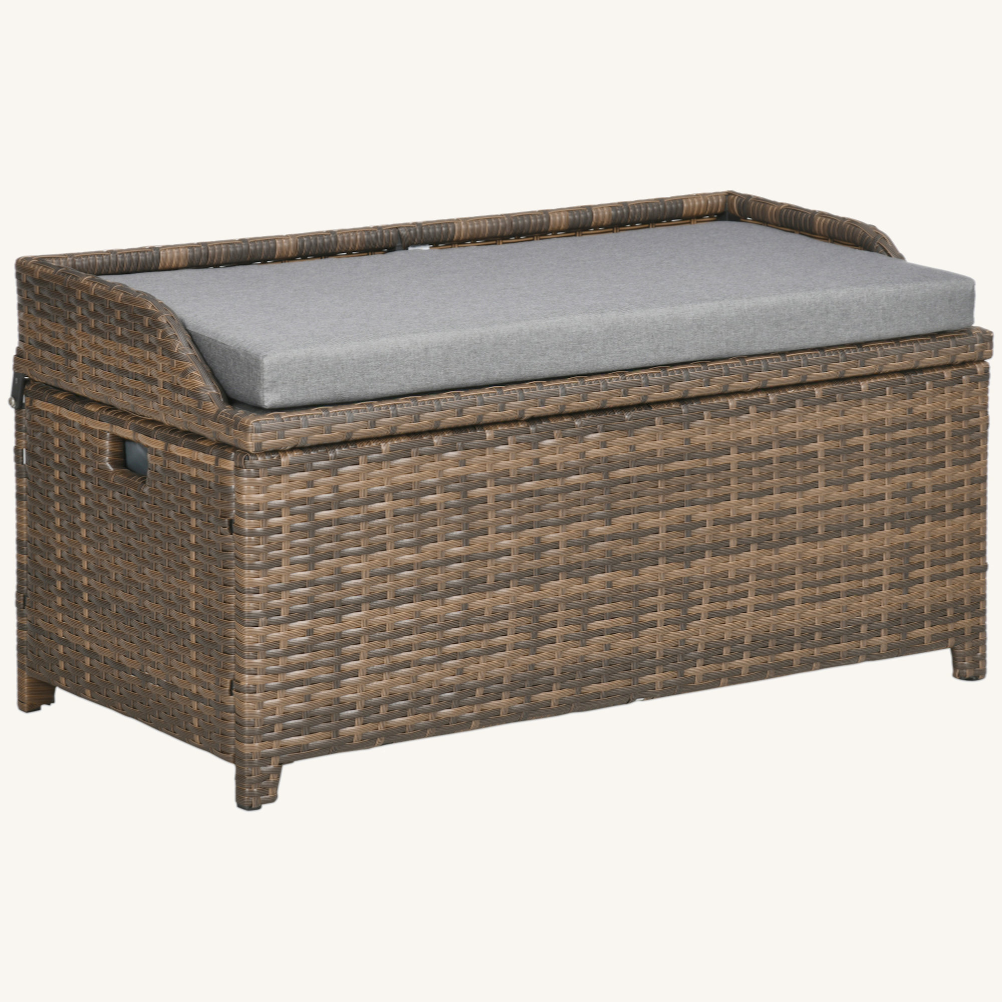 Deck Box Seat Outsunny Outdoor Wicker Storage Bench Deck Box