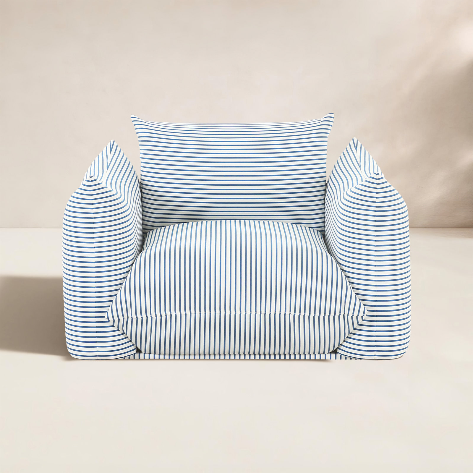 Patio Lounge Chair, Blue/White