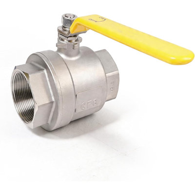 1-1/2 Inch Stainless Steel Ball Valve Full Port 2-Piece Heavy Duty Valve with Yellow Vinyl Handle, 1000 WOG