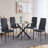 Modern Black Dining Table With Cross Metal Legs And Smooth Glass Surface, 35.98 In Width, Adjustable For Different Rooms, Stable Tempered - Leg Table, Spaces, 29.72 High, Low After Sales-1491451812