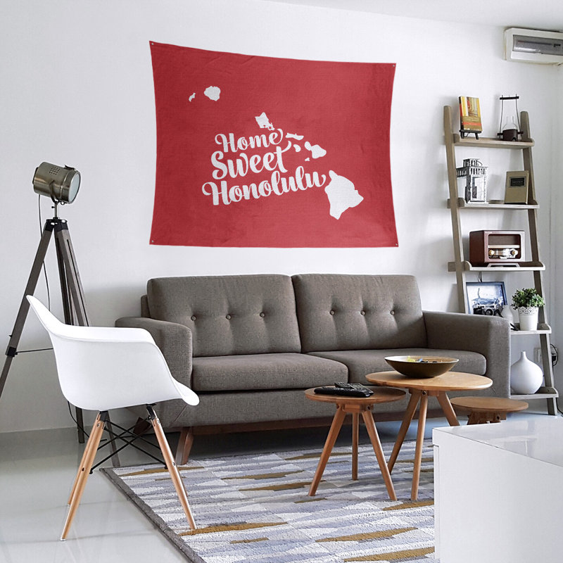 Tapisserie murale honolulu hawaii, H 27,5 po x l 37,5 po, Rouge