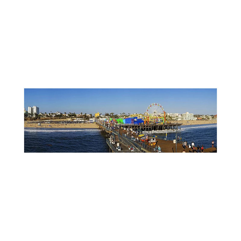 Amusement Park, Santa Monica Pier, Santa Monica, Los Angeles County, California, USA - Wrapped Canvas Panoramic Print