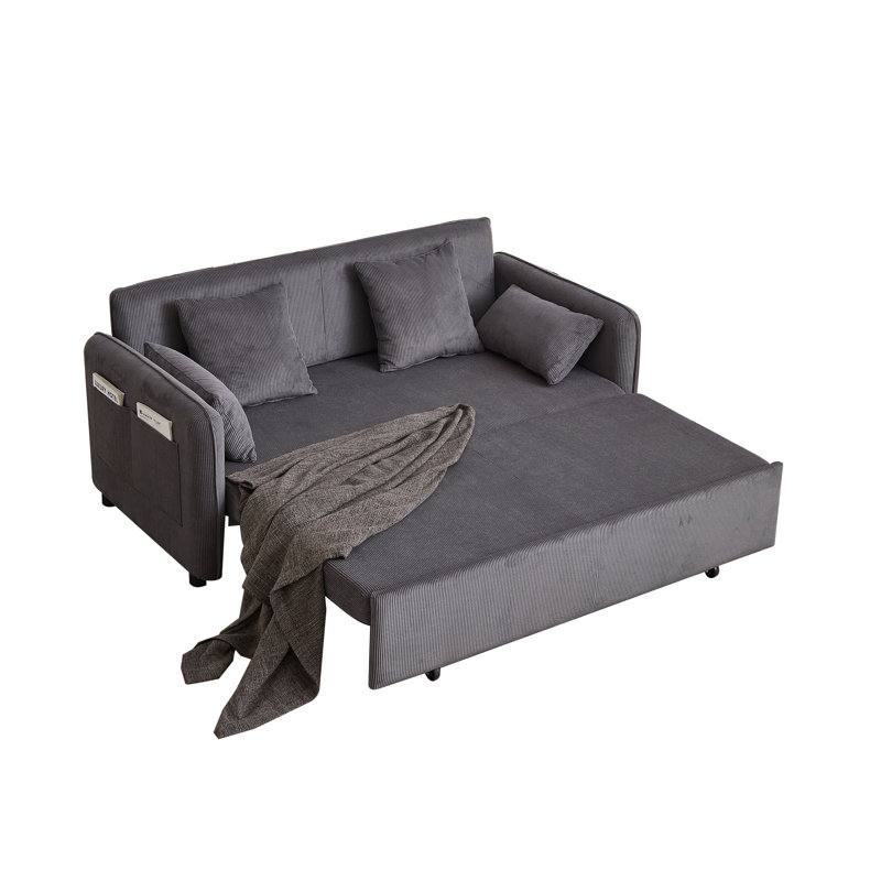 66'' Upholstered Sleeper Sofa, Gray