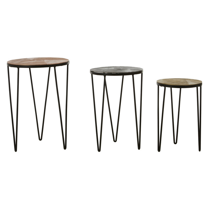 Amita Cross Legs Side Table Set
