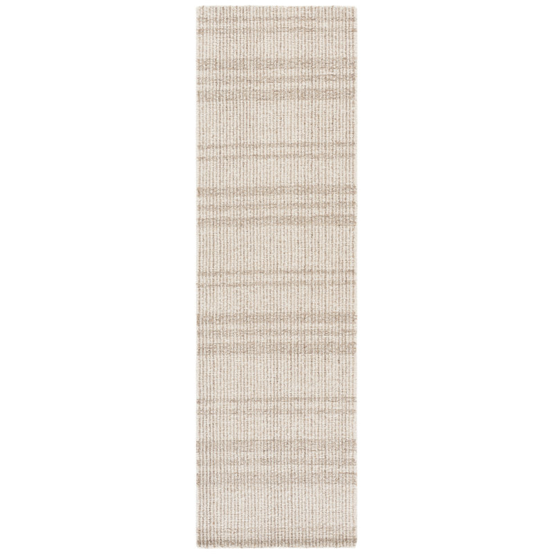 Abstract Hand Tufted Wool; Cotton Striped Indoor Rug, 2'-3" x 8'-0" Runner