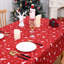 Red Round Christmas Tablecloth with Snowflake Waterproof Print | Wipe-Clean & Washable Holiday Cover for Dining Room, Kitchen & Festive Parties-1632482238