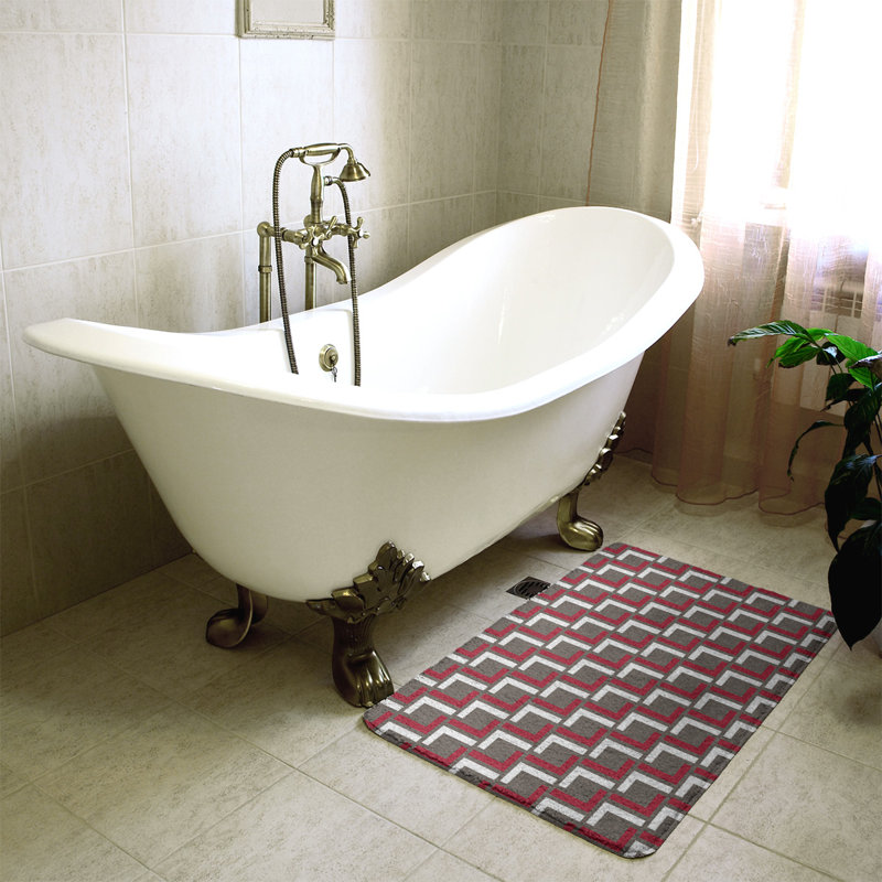 Tapis pour salle de bain Baltimore, l 17 po x L 24 po, Étain / rouge / blanc