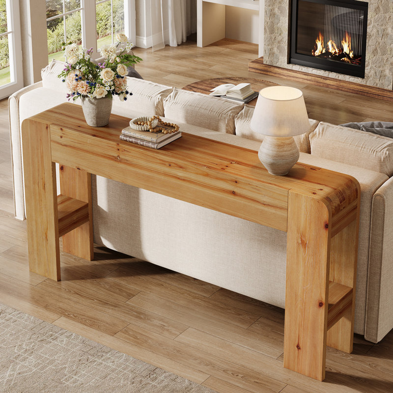 Console en bois massif de 63 po, canapé de ferme pour entrée, finition naturelle
