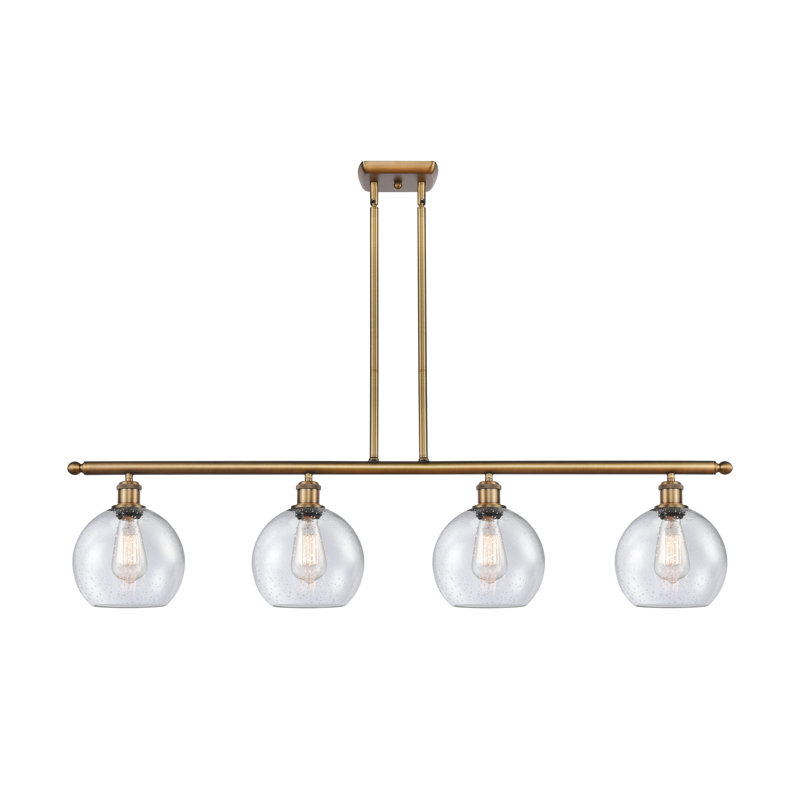 Luminaire suspendu linéaire à 4 lumières pour îlot de cuisine Baptista, Grainé, Laiton brossé, Ampoule DEL 6 watts Vinage