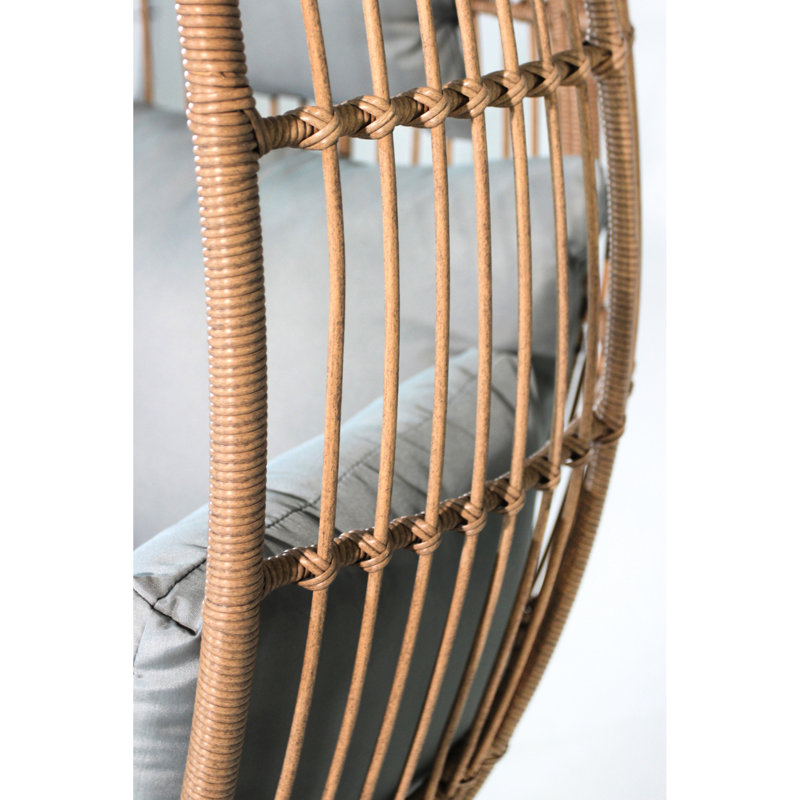 Fauteuil à œufs pour patio avec coussins - capacité de 400 livres, support lombaire inclus, PE, coussin en tissu épais, bleu neutre, sièges 2, tabouret de style européen moderne