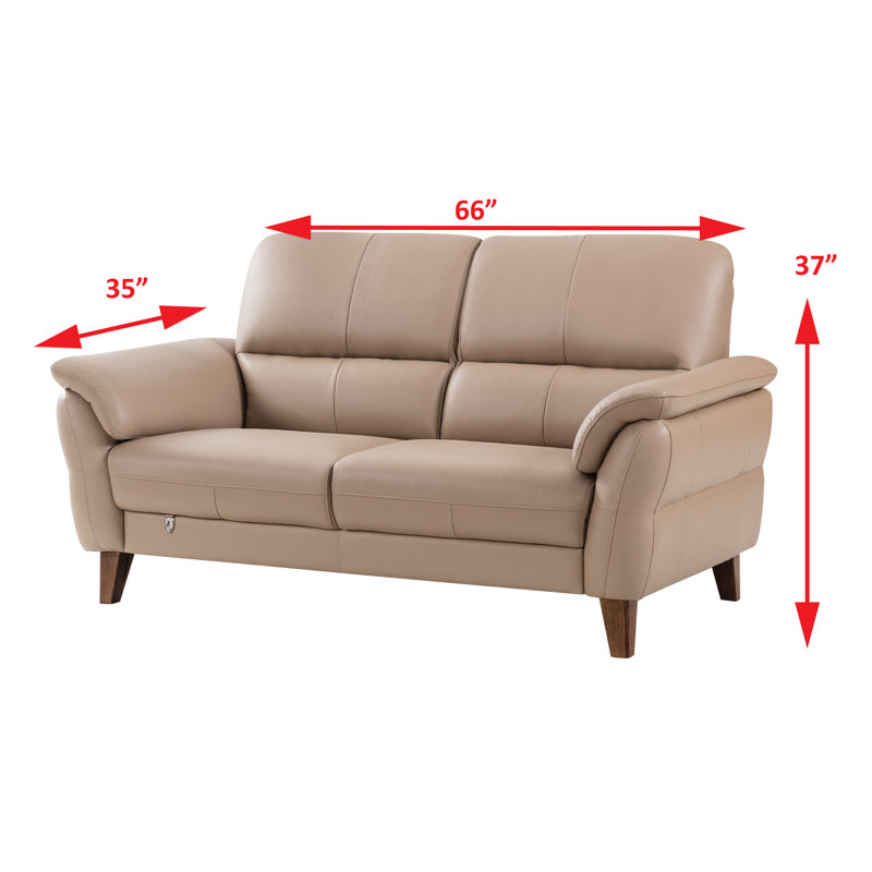 Causeuse à accoudoirs coussinés en cuir véritable 66 po Shriner, Brun clair