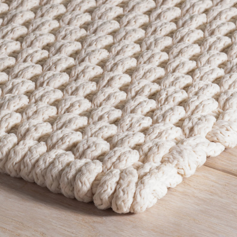 Tapis intérieur / extérieur ivoire tissé à la main Rope, Tapis de couloir 2 pi 6 po x 12 pi