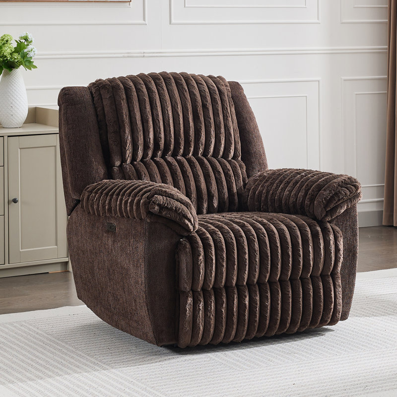 Fauteuil inclinable électrique de 43 po de largeur avec charge USB, Brun