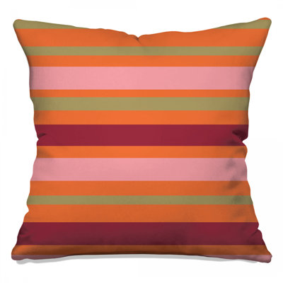 Red Orange Stripes Double Sided Throw Pillows