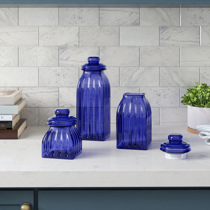 Ensemble de pots de cuisine en verre, Bleu marine