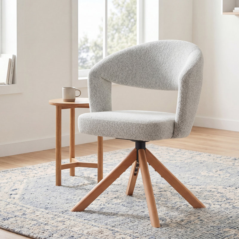 49cm H Fabric Upholstered Upholstered Back Accent, Light Grey, Wood